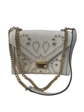 MICHAEL KORS Cream Leather Studded Convertible Chain Handbag